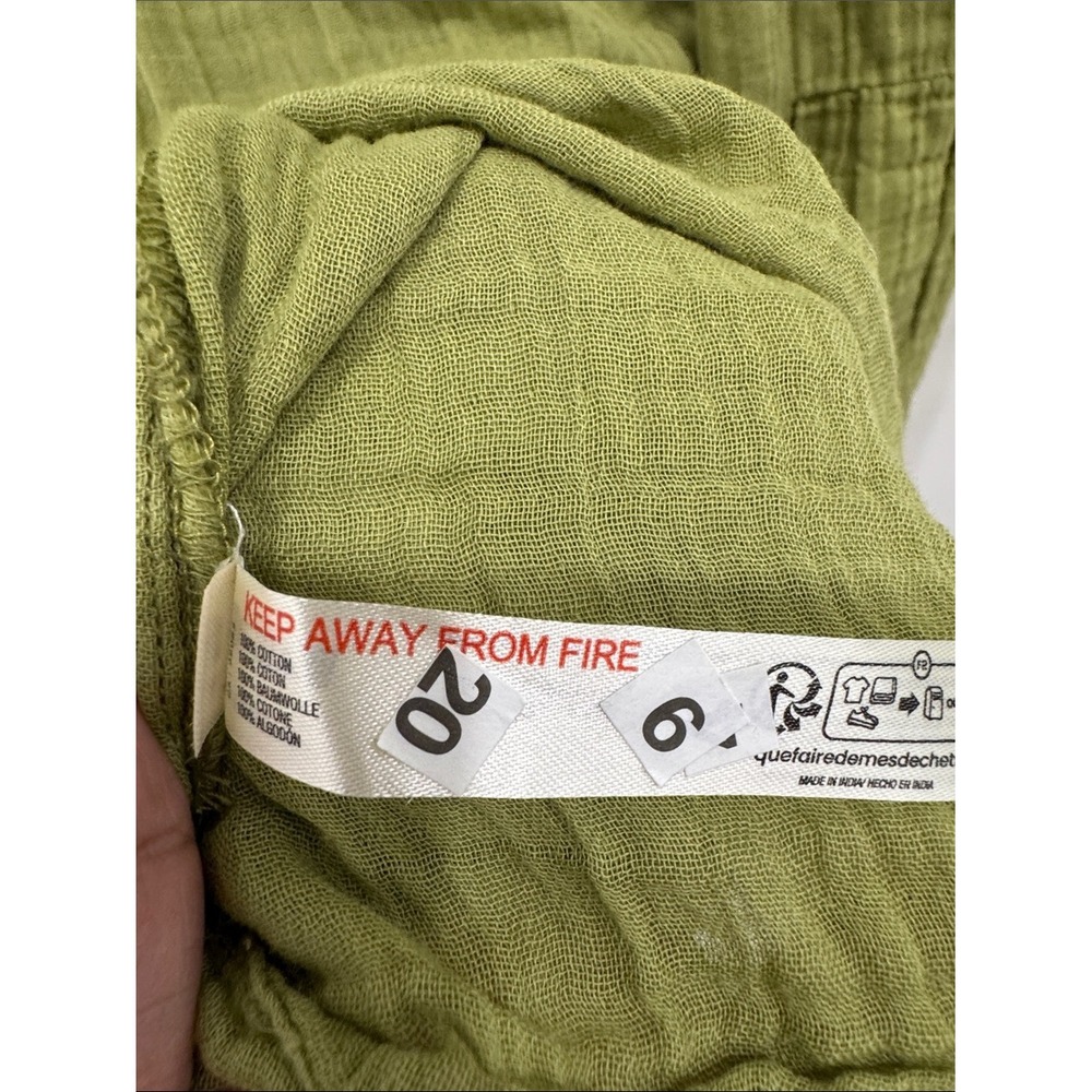 Anthropologie 2X Olive Green Cotton Gauze Tiered Midi Dress V Neck - Picture 5 of 9